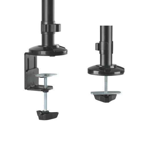Pole Held Floating Sit-Stand Desk Converter with Single Full Extension Monitor Mount Gas Spring Monitor Arm Desk Mount Black Pole Held Floating Sit-Stand Desk Converter with Single Full Extension Monitor Mount Gas Spring Monitor Arm Desk Mount Black