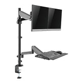 Pole Held Floating Sit-Stand Desk Converter with Dual Full Extension Monitor Mount Gas Spring Monitor Arm Desk Mount Black Pole Held Floating Sit-Stand Desk Converter with Dual Full Extension Monitor Mount Gas Spring Monitor Arm Desk Mount Black