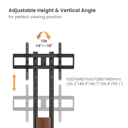 For 32"-85" Dual Column Supersized Sturdy Base TV Floor Stand with 5-Level Height Adjustments