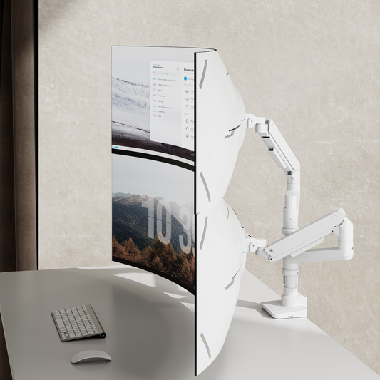 Pole Mounted Ultrawide Dual Heavy Duty Monitor Arm Stand For 1000R Curved Monitors Up To 49" 20kg