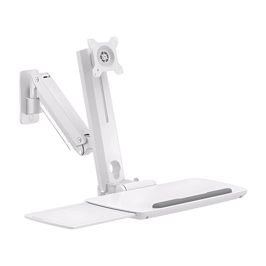 For 17 - 35 inch Space Saving Wall Mounted Workstation Gas Spring Arm Monitor Height Adjustable with Keyboard Tray EA-MED02-1
