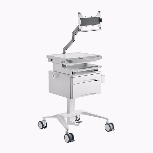 Height Adjustable Portable Mobile Computer Laptop Office Desk Workstation Medical Trolley Cart with Laptop Tablet Holder and Drawer on wheels
