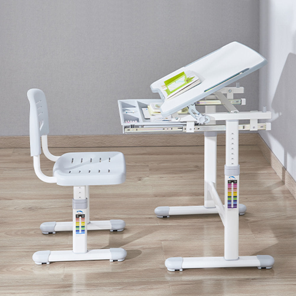 Manual Height Adjustable Desk and Full Back Rest Chair Set for Kid Manual Height Adjustable Desk and Full Back Rest Chair Set for Kid