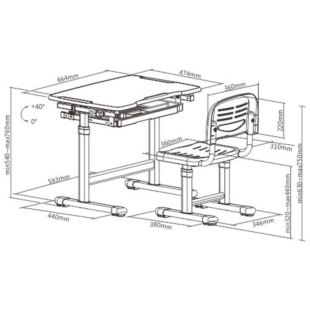 Manual Height Adjustable Desk and Full Back Rest Chair Set for Kid Manual Height Adjustable Desk and Full Back Rest Chair Set for Kid