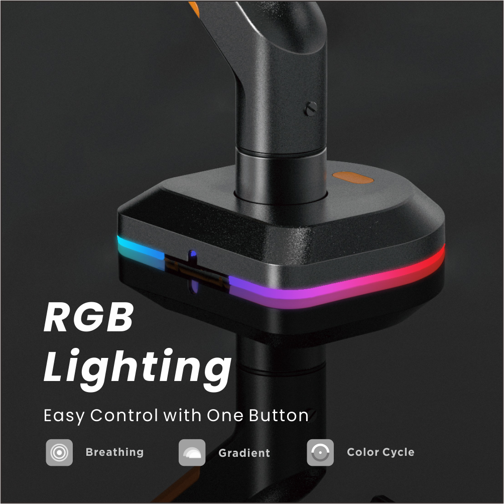 Single RGB Lighting Gaming Monitor Arm Stand Desk Mount