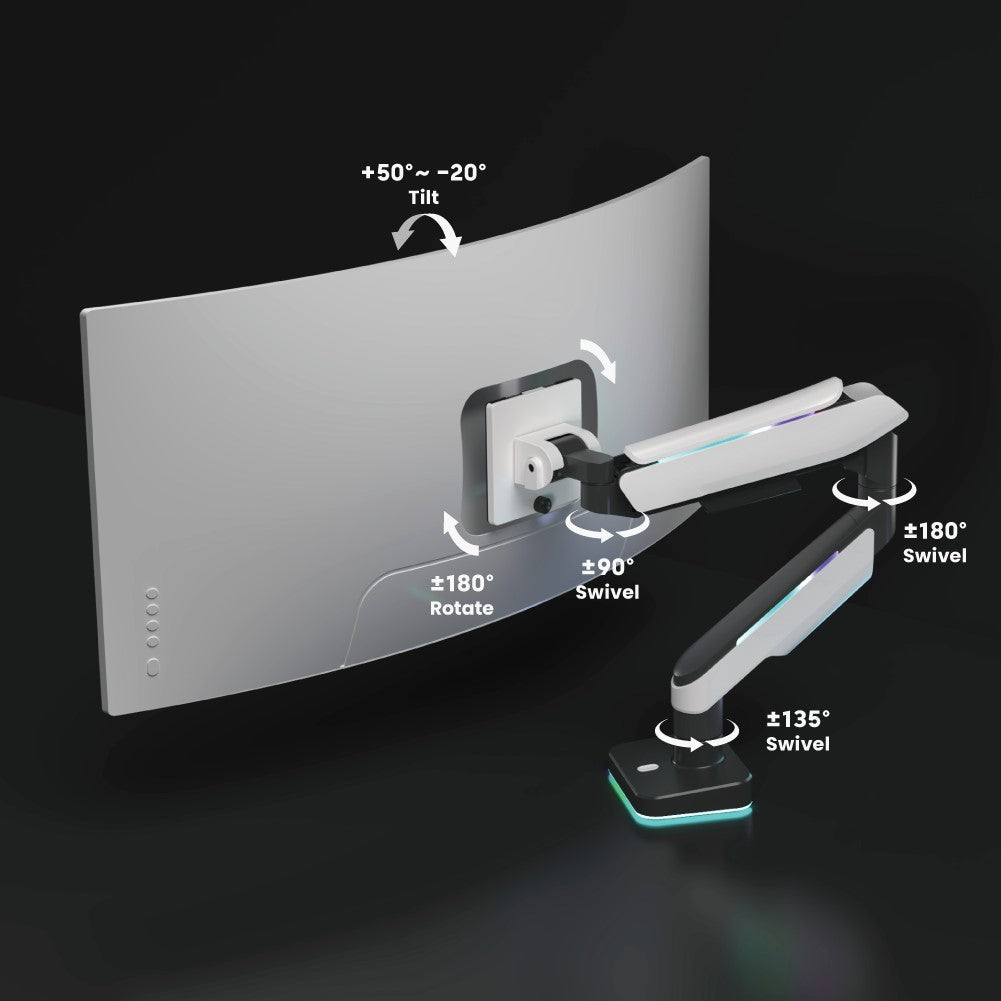 Ultrawide Single Heavy Duty Monitor Arm Stand For 1000R Curved Monitors up to 49" 20kg (Non-RGB version) Ultrawide Single Heavy Duty Monitor Arm Stand For 1000R Curved Monitors up to 49" 20kg (Non-RGB version)