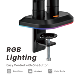 Dual RGB Lighting Gaming Monitor Arm Stand Desk Mount