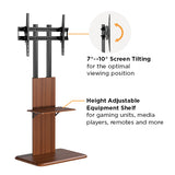 For 37"-70" TV Modern Slim Portable Mobile Screen Tiltable Height Adjustable TV Floor Stand with Casters