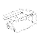 800 x 600mm Height and Width Adjustable Over the Bed Mobile Computer Tiltable Desk Table