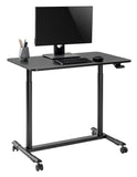 Compact Height Adjustable Portable Mobile Laptop Computer Workstation Office Sit Stand Desk 915 x 560mm on wheels