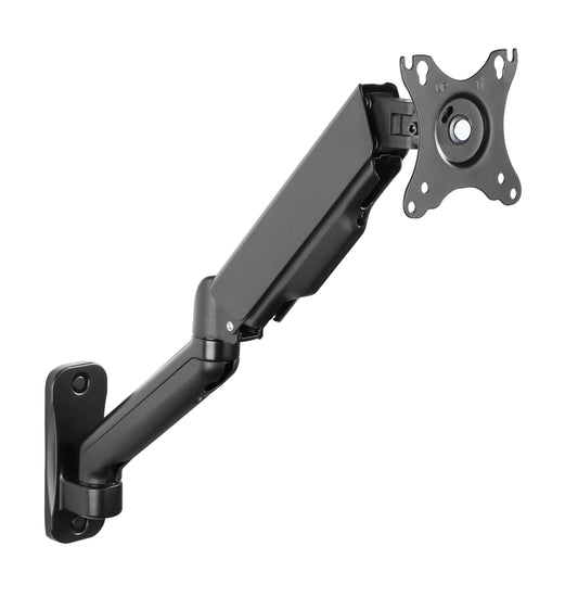 Wall Mount Full Extension Gas Spring Single Monitor Arm Black