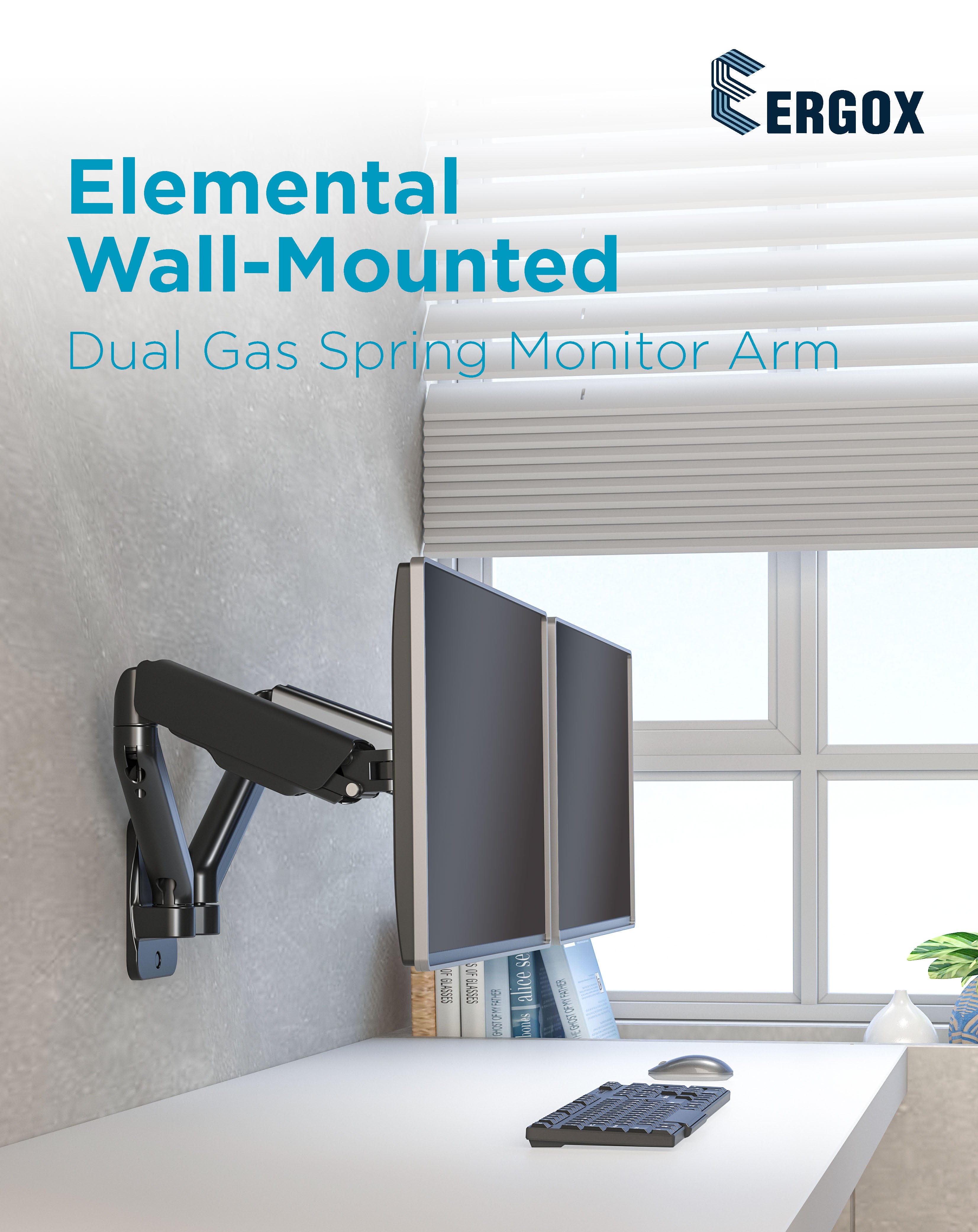 Wall Mount Full Extension Gas Spring Dual Monitor Arm Desk Mount Black Wall Mount Full Extension Gas Spring Dual Monitor Arm Desk Mount Black