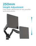 Wall Mount Full Extension Gas Spring Dual Monitor Arm Desk Mount Black