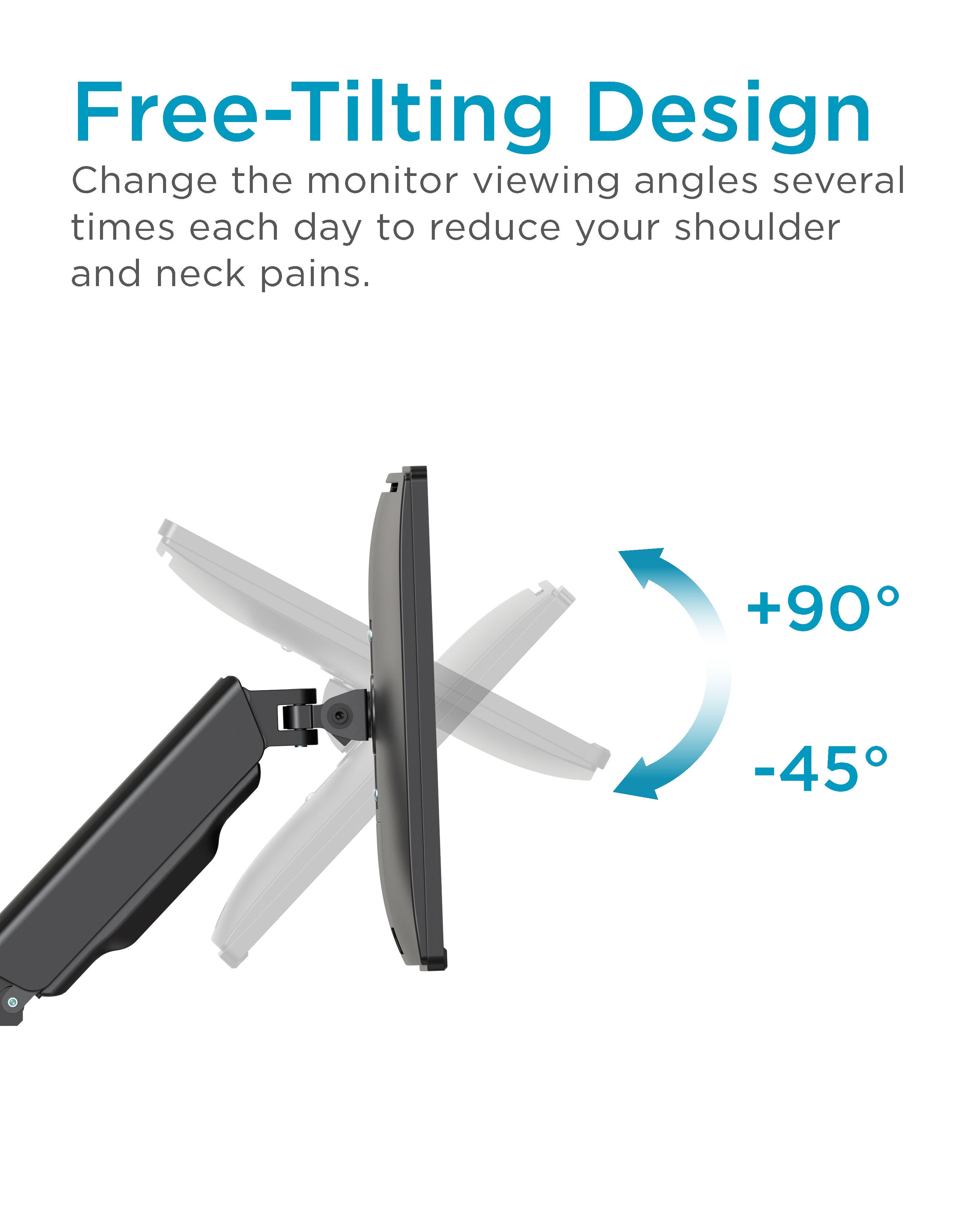 Wall Mount Full Extension Gas Spring Dual Monitor Arm Desk Mount Black Wall Mount Full Extension Gas Spring Dual Monitor Arm Desk Mount Black