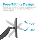 Wall Mount Full Extension Gas Spring Dual Monitor Arm Desk Mount Black Wall Mount Full Extension Gas Spring Dual Monitor Arm Desk Mount Black