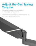 Full Extension Single Gas Spring Monitor Arm Desk Mount Black