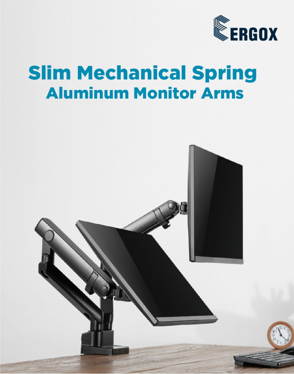 Premium Full-Extension Aluminum Slim Mechanical Spring Dual Monitor Arm Desk Mount Black