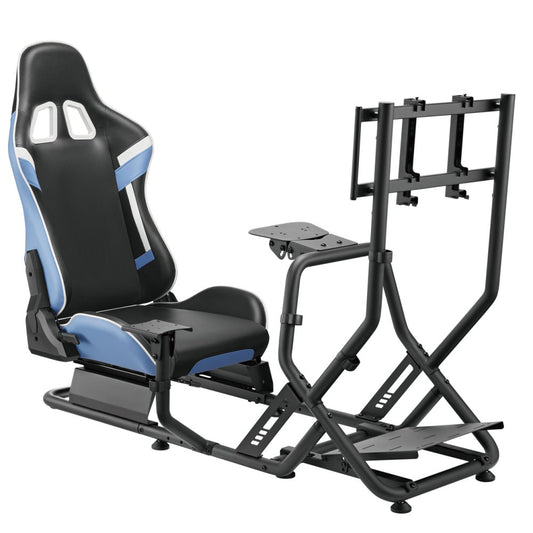 Ergonomic Racing Simulator Cockpit with Monitor Mount Adjustable Seat Steering Wheel Pedal Mount