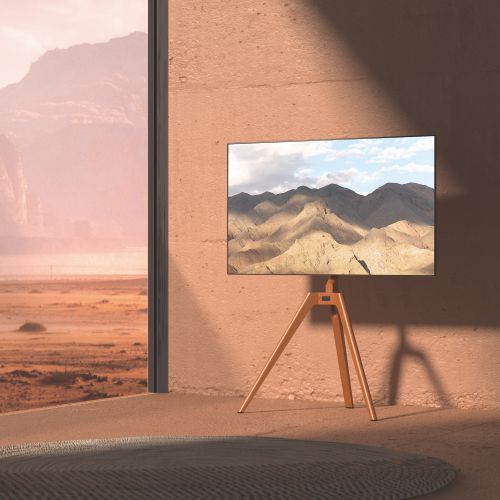 For 45"-65" TV Tripod Legged Solid Wood Studio TV Floor Stand For 45"-65" TV Tripod Legged Solid Wood Studio TV Floor Stand