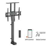 Ergox EA-WP2005M LP66E-46ML motorised TV lift column shown with RF remote, app control and voice control