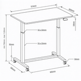 Compact Height Adjustable Portable Mobile Laptop Computer Workstation Office Sit Stand Desk 915 x 600mm on wheels