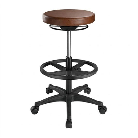 Ergonomic Gas Air Lift Height Adjustable Sit Stand Office Mobile Drafting Stool - Brown