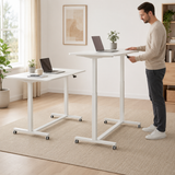Compact Height Adjustable Portable Mobile Laptop Computer Workstation Office Sit Stand Desk 915 x 560mm on wheels