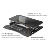 Electric Height Adjustable Sit-Stand Standing Desk Converter Tabletop Desktop Workstation 800x400mm Black