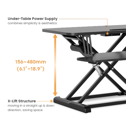 Electric Height Adjustable Sit-Stand Standing Desk Converter Tabletop Desktop Workstation 800x400mm Black