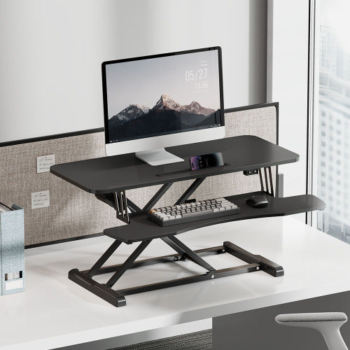 Electric Height Adjustable Sit-Stand Standing Desk Converter Tabletop Desktop Workstation 950x400mm Black