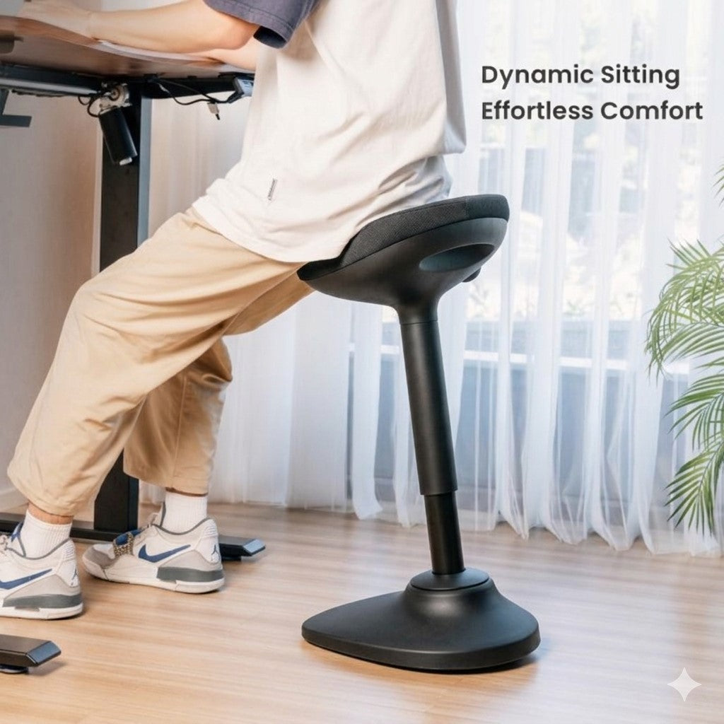 Ergonomic Gas Air Lift Height Adjustable Sit Stand Office Perching Wobble Stool EA-R15-BK