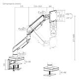 Ultrawide Single Heavy Duty Monitor Arm Stand For 1000R Curved Monitors up to 49" 20kg (Non-RGB version)