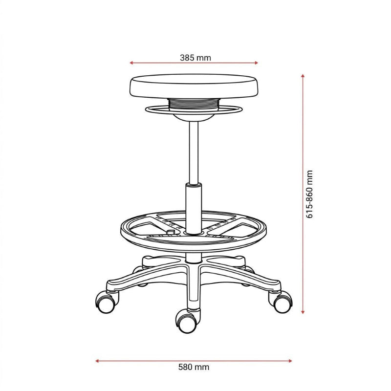 Ergonomic Gas Air Lift Height Adjustable Sit Stand Office Mobile Drafting Stool - Brown