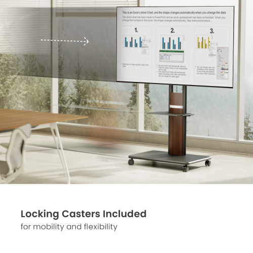 For 32"-85" Dual Column Supersized Sturdy Base TV Floor Stand with 5-Level Height Adjustments with casters