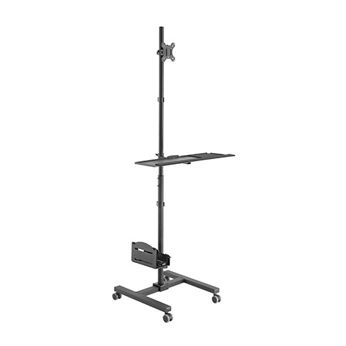 Mobile Computer Workstation Cart with Adjustable Monitor Mount, Keyboard Tray & CPU Holder