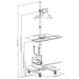 Mobile Computer Workstation Cart with Adjustable Monitor Mount, Keyboard Tray & CPU Holder