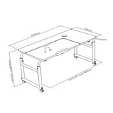 1200 x 600mm Height and Width Adjustable Over the Bed Mobile Computer Tiltable Desk Table