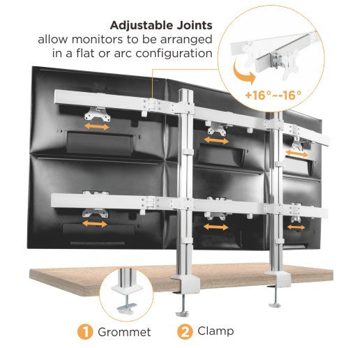 Six Screen Monitor Heavy Duty Aluminum Articulating Monitor Arm Desk Mount