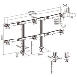 Six Screen Monitor Heavy Duty Aluminum Articulating Monitor Arm Desk Mount