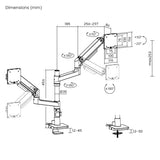 Pole Mounted Ultrawide Dual Heavy Duty Monitor Arm Stand For Curved Monitors Up To 49" 20kg With USB-A & USB-C Ports