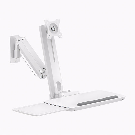 For 17"-35" Space Saving Wall Mounted Workstation Gas Spring Arm Monitor Height Adjustable with Keyboard Tray EA-MED02-1