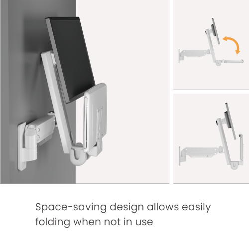 Space Saving Wall Mounted Workstation Gas Spring Arm Monitor Height Adjustable with Keyboard Tray EA-MED02-1