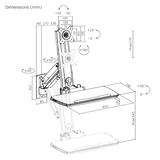 Space Saving Wall Mounted Workstation Gas Spring Arm Monitor Height Adjustable with Keyboard Tray EA-MED02-1