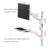 Space Saving Wall Mounted Workstation Gas Spring Arm Monitor Height Adjustable with Keyboard Tray EA-MED02-2