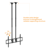 Up to 120" TV Dual Pole Heavy Duty Ceiling Mount with Tilt & Swivel with Longer Pole