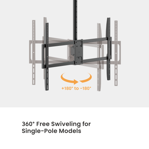 Up to 100" TV Ceiling Mount with Tilt & Swivel with Longer Pole