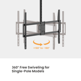 Up to 100" TV Ceiling Mount with Tilt & Swivel with Longer Pole