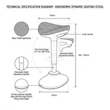 Ergonomic Gas Air Lift Height Adjustable Sit Stand Office Perching Wobble Stool EA-R15-BK