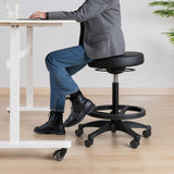 Ergonomic Gas Air Lift Height Adjustable Sit Stand Office Mobile Drafting Stool - Black