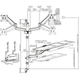 Wall Mount Dual Screen Monitor Arm with Keyboard Tray and CPU Holder